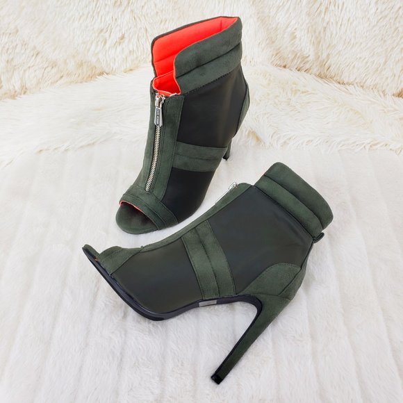 Front Zipper 4" High Heel Ankle Boots - Picture 3 of 11